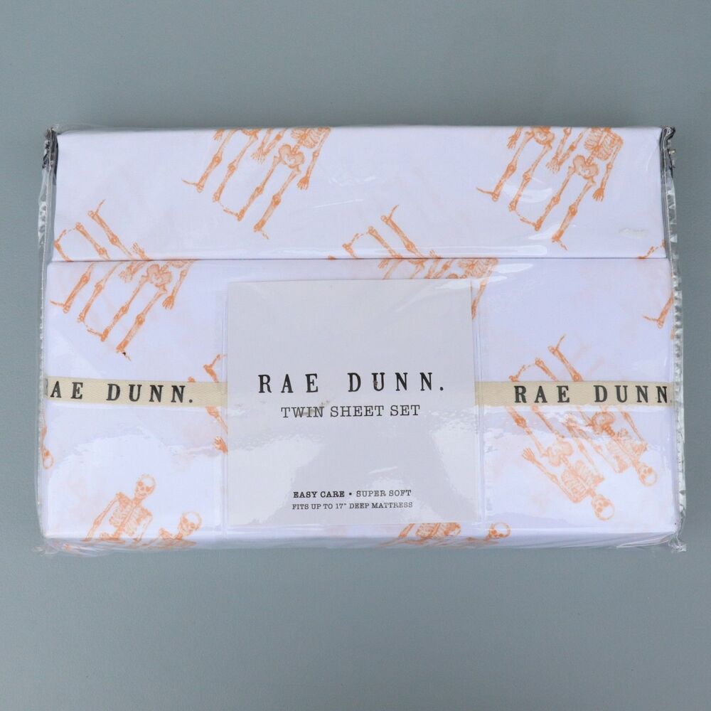Rae Dunn Halloween Twin Sheet Set Skeletons